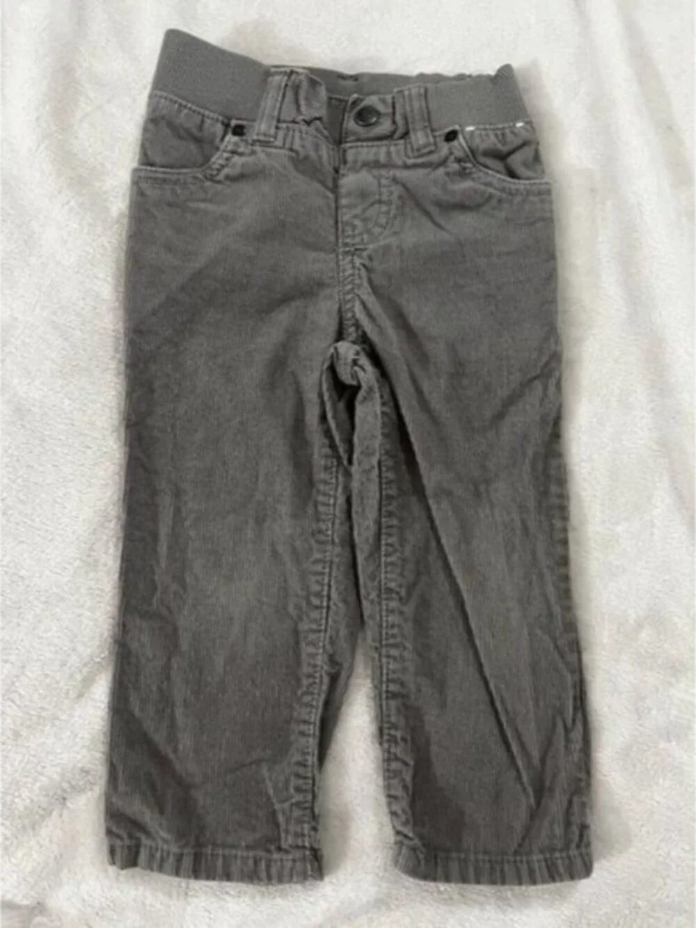 Gymboree Boys‎ Corduroy Pants Size 18-24 Months Gray Elastic Waist Grey